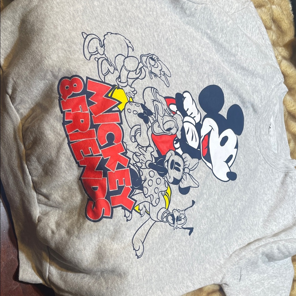 Disney Gray Mickey & Friends Crewneck Sweater